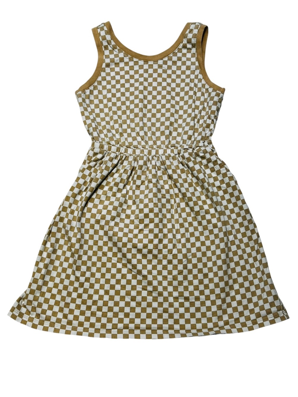 GAP Taupe and White Checkerboard Tank Dress with back cut out girls 8 Y